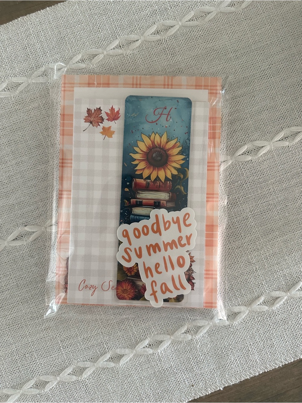 Fall notepad bundle with sunflower bookmark and waterproof sticker